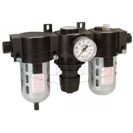 Dixon Wilkerson by Standard Combination Unit with Guard, 3/8 in NPT Port, 60 SCFM Flow Rate, 0 to 150 psig C26-03M